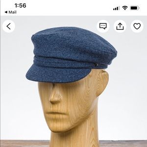 Blue tweed wool fisherman peaked hat. From Poland